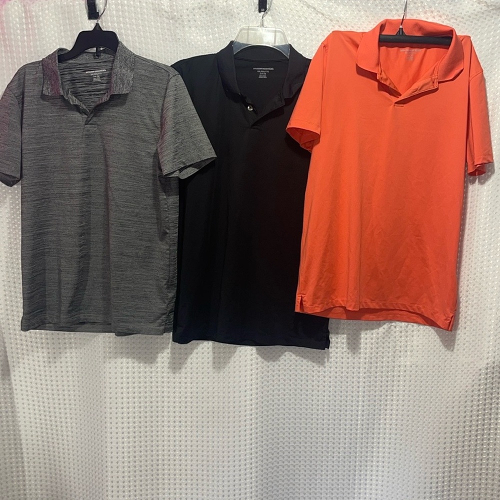 BUNDLE Amazon Essentials Boys XXL (14-16) Polo 2-Button Shirt
